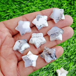 Dendrite Opal Stars, Natural Dendrite Opal Cabochon, Dendrite Star, Crystal Star Beads AAA Crescent Carving Star, Gemstone Stars For Jewelry