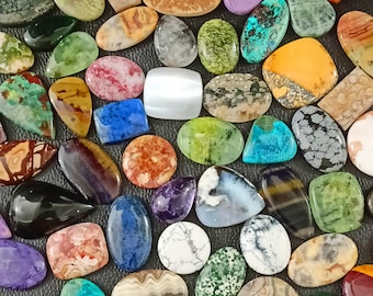 Gemstones Mix Lot, CABOCHON Stones, Bulk cabochons, wholesale Mixed Lot, Bulk Assorted Gemstone lot mixed Stones for wirewrap Pendant, Rings