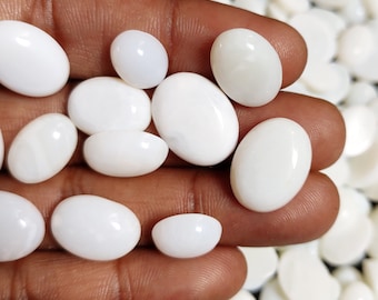 Natural White Opal Cabochon, White Opal Mix Size Oval Shaped Opal Wholesale Lot, RARE Opal Stone AAA+ Grade Jewelry Supplies by Carats