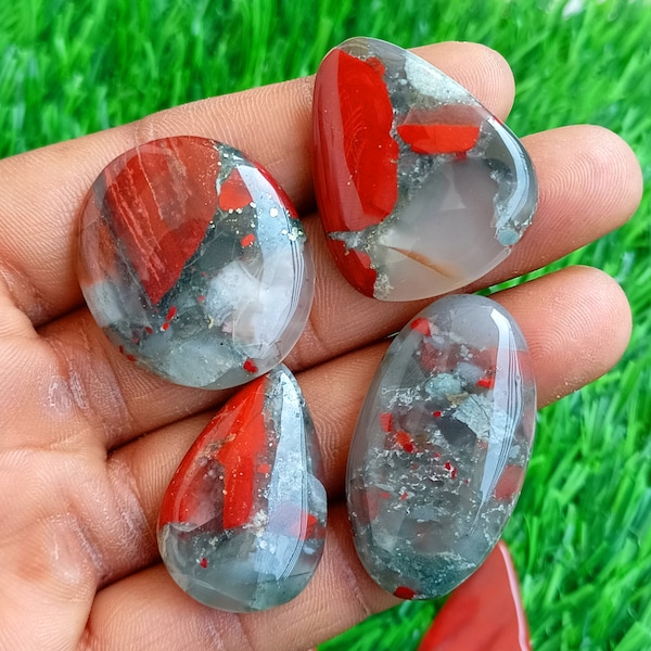 African Bloodstone Crystal lot, Wholesale Natural Bloodstone Cabochon, Bulk Bloodstone Gemstone, Bloodstone Beads for Pendants, Ring Jewelry