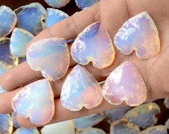 Opalite Hearts, Opalite Crystal Hearts, Crescent Heart Crystals AAA quality Big Size Opalite Carving Hearts, Crescent Hearts for Jewelry
