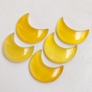 Yellow Onyx Crescent Moon Beads: DIY Jewelry Supplies (30x17x5MM)