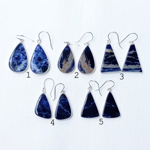 Sodalite Earrings, Dangle Earrings, Sterling Silver Earrings, Daily Earrings Gemstone Crystal Earrings, Dainty earrings, Gifts for her, Mom