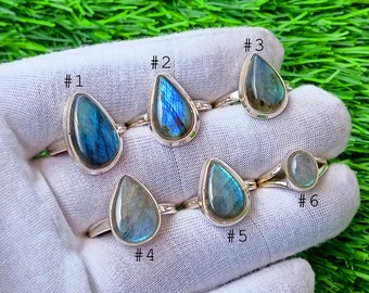 Labradorite Rings, Sterling Silver Ring, Chunky Rings, Statement Rings, Handmade Personalized Jewelry, Gifts For Her, Dainty rings for women