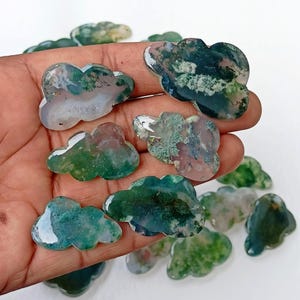 Moss Agate Cloud Stone, Moss Agate Cloud Gemstone, Moss Agate Cloud Cabochon, Agate Cloud Crystal For Rings, Pendants Jewelry Supply