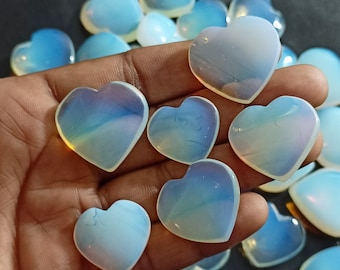 Corações de Opalita Polidos, Corações de Cristal de Opalita Fofos, Cristais em Formato de Crescente, Grandes Corações de Opalita Esculpidos AAA, Corações em Formato de Crescente para Joias