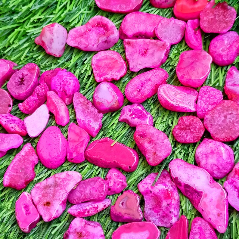 Pink Agate Druzy Slice, Window Agate Slices Bulk, Solar Quartz Druzy Slab, Geode Polished Slabs, Dyed Drusy Slice For Wire-wrap Jewelry, crystal, gemstone, wholesale crystal, crystal cabochon, cabochon