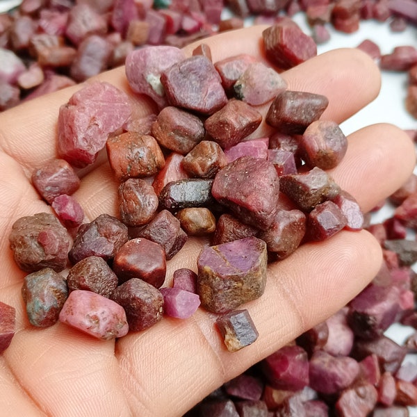 Raw Ruby Crystal, Natural Ruby Rough Stone, Red Ruby Gemstone, Raw Ruby Chunks, Ruby Quartz for Raw Crystal, Protection and Good Luck Stone