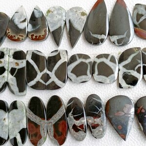 Black Septarian Pair, Black Septarian Earring Pair Stone, Black Septarian Gemstone, Natural Septarian Beads, Earrings Stone Gems Supply, crystal, gemstone, wholesale crystal, crystal cabochon, bulk crystal, crystal stone, cabochon