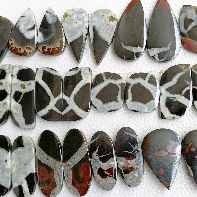 Black Septarian Pair, Black Septarian Earring Pair Stone, Black Septarian Gemstone, Natural Septarian Beads, Earrings Stone Gems Supply, crystal, gemstone, wholesale crystal, crystal cabochon, bulk crystal, crystal stone, cabochon