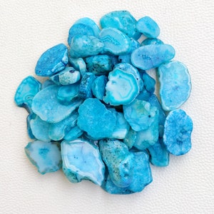 Blue Agate Druzy Slice, Window Agate Slices Bulk, Solar Quartz Druzy Slab, Geode Polished Slabs, Dyed Drusy Slice For Wire-wrap Jewelry, crystal, gemstone, wholesale crystal, crystal cabochon, cabochon, bulk crystal, crystal stone