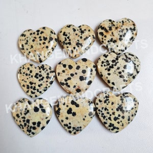 Dalmatian  Jasper Heart, Puffy Heart, Crystal Heart, Jasper Heart, Chakra Heart Stone, Dalmatian Jasper Heart for Necklace Jewelry Supply