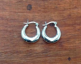 Pendientes de aro, aros gruesos de plata, pendientes de aro huecos, pendientes de plata de ley, pendientes gruesos, pendientes de plata 925, delicados aros de regalo