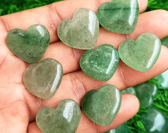 Aventurine Heart Crystal, Green Puffy Heart Stone, Aventurine Heart Stone, Healing Chakra Hearts for Pendants, Rings Jewelry