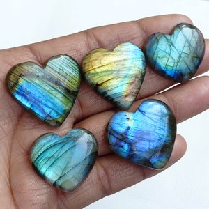 Labradorite Heart Crystal, Labradorite Heart Stone, Flat hearts beads, Labradorite Heart Cabochon for Healing Chakra, Wire Wrapping Jewelry