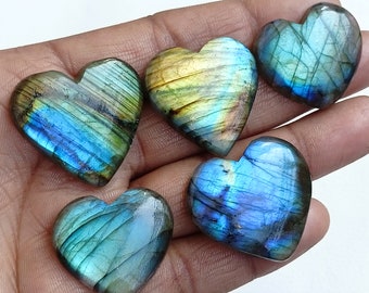 Labradorite Heart Crystal, Labradorite Heart Stone, Flat hearts beads, Labradorite Heart Cabochon for Healing Chakra, Wire Wrapping Jewelry