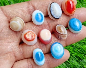 Natural Agate Eyes, Shiva Third Eye, Multi-Color Banded Agate Eye Cabochon, Natural Banded Bulls Eye, Healing Stone for Jewelry