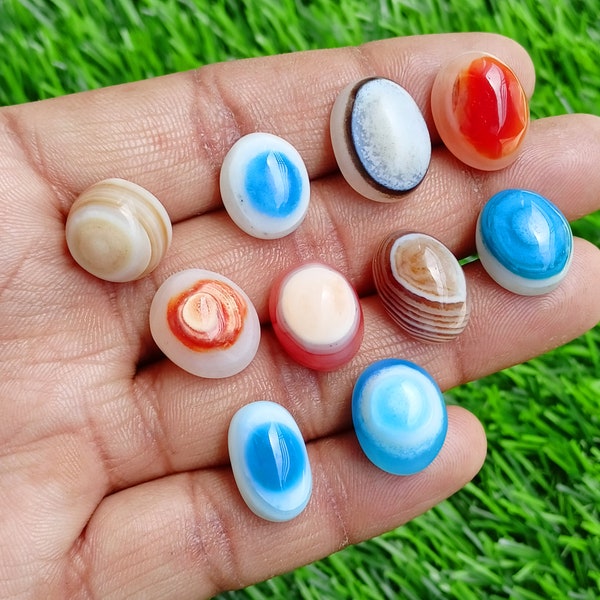 Natural Agate Eyes, Shiva Third Eye, Multi-Color Banded Agate Eye Cabochon, Natural Banded Bulls Eye, Healing Stone for Jewelry