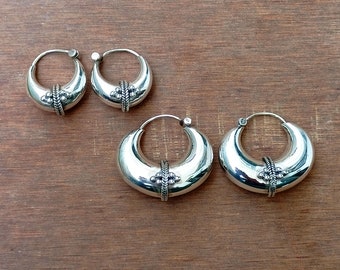 Aros de plata gruesos, pendientes de plata, pendientes de aro, aros de plata, pendientes de plata de ley, pendientes de plata gruesos, aros huecos Huggie