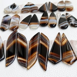 Banded Agate Earring Pair: Matched Gemstone Cabochons