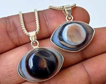 Shiva Eyes Pendants, Agate 925 Sterling Silver Pendant Necklace, Dainty Pendant, Gemstone Necklace Handmade Jewelry Christmas Gifts for her