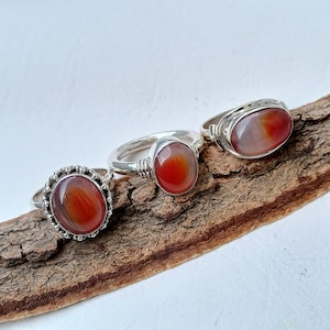 Banded Agate Ring, Sterling Silver Ring, Chunky Rings, Statement Rings, Handmade Personalized Jewelry, Gifts For Her, Dainty rings for women