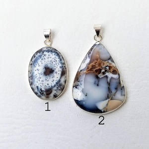 Dendrite Opal Pendant Necklace, Dendritic Pendants, Sterling Silver Pendant, Boho Charms, Crystal Necklace Handmade Gifts For Her, Gifts Mom
