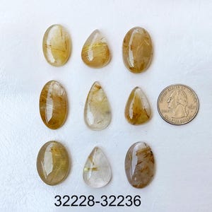 Golden Rutile Quartz Gemstone, Natural Golden Rutile Quartz Cabochons, Wholesale Healing Crystal Stone For Rings, Pendant Jewellery Making