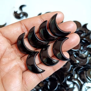 Black Onyx Crescent Moon, Onyx Crystal Moon, Natural Onyx Moon Cabochon AAA Crescent Carving Gemstone Moon for Jewelry Making Supply