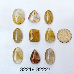 Natural Golden Rutile Quartz Cabochons, Golden Rutile Quartz Gemstone, Wholesale Healing Crystal Stone For Rings, Pendant Jewellery Making