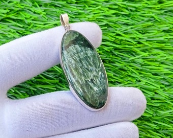 Seraphinite Pendant Seraphinite Necklace, 925 Sterling Silver Pendant, Natural Gemstone Pendant, Handmade Jewelry Mothers Day Gifts for her