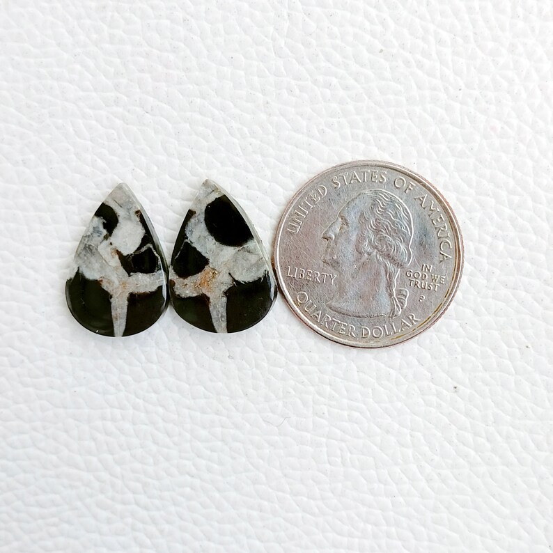 Black Septarian Pair, Black Septarian Earring Pair Stone, Black Septarian Gemstone, Natural Septarian Beads, Earrings Stone Gems Supply, crystal, gemstone, wholesale crystal, crystal cabochon, bulk crystal, crystal stone, cabochon