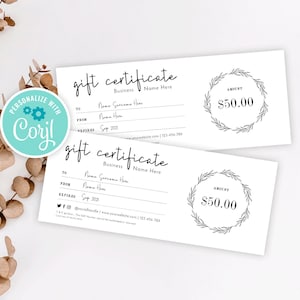 Instant Voucher Template, Editable Business Gift Certificate, Edit Yourself Gift Coupon Template, Minimal A Gift For you Printable Design