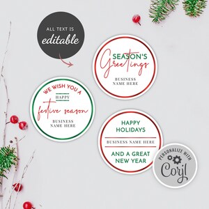 Happy Holidays Label Template, Season's Greetings Christmas Stickers ...