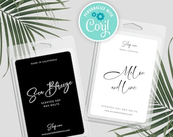 Editable Labels Template, Custom Wax Melt Labels, Printable Product Sticker Design, 2x3", 3x5", Clamshell Rectangle Labels, Instant, M-003