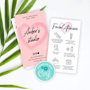 Facial Aftercare Template, Facial Treatment Customer Care Guide, Esthetician Care Card Templates, Printable Beauty Aftercare Cards, Editable