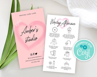 Waxing Aftercare Template, Editable Wax Care Guide, Esthetician Care Card Design, Printable Beauty Aftercare Cards, Instant Download, Pink