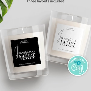 Minimalist Labels Template, Editable Candle Label Design, Custom Product Labels, DIY Jar Label, Printable Product Sticker Template, M-002 image 1