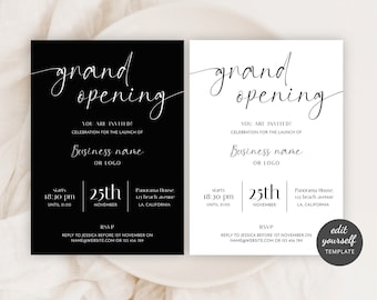 Business Grand Opening Template, Elegant Launch Party Invite Design, Editable Event Flyer Minimalist, Printable Company Invitation M-004