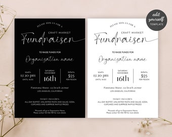 Charity Fundraiser Template, Editable Business Event Invite Design, Minimal Marketing Flyer for Fund Raising, Elegant Invitation 5x7" M-004