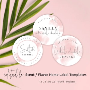 Feminine Flavor Sticker Template, Customizable Scent Name Product Labels, Printable Food Flavour 1.5", 2" and 2.5" Circle Labels, WS01