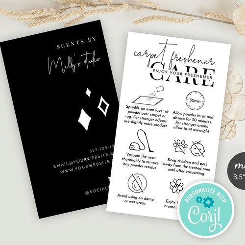 Carpet Freshener Powder Care Guide Template Feminine Rug Etsy