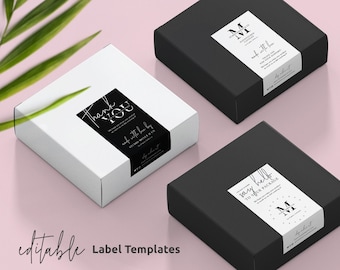 Box Seal Label Template, Editable Packaging Seal Sticker, Minimalist Thank You Labels Design, Printable Parcel Sticker, Instant Access M-002