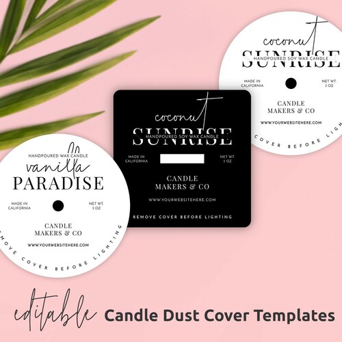 Editable Candle Dust Cover Template Printable Candle Dust Etsy