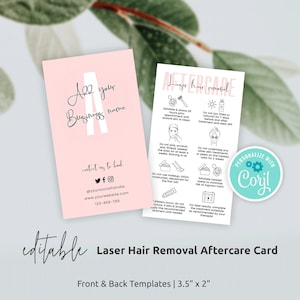 Laser Hair Removal Care Card Template, Customizable Hair Removal Aftercare Instructions, Instant IPL Treatment Care Guide, Printable, P01