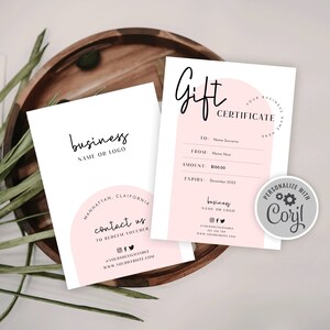 Editable Gift Certificate Template, Printable Mother&#39;s Day Gift Voucher, Feminine Boho Gift Card Design, Instant Anniversary eVoucher, BH1