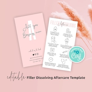 Plantilla de cuidados posteriores para la disolución de rellenos, Guía editable para la eliminación de rellenos labiales, Tarjetas de cuidado instantáneo para la disolución de rellenos dérmicos, P01