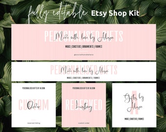 Editable Etsy Shop Kit, DIY Etsy Header Template, Minimalist Esty Branding Kit, Store Cover Photo, Instant Access, Feminine Etsy Banner, P01