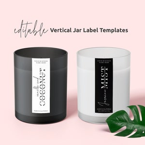 Vertical Candle Label Templates, 3x1 Customizable Labels, 3.5 x 1.5 Slim Jar Sticker Design, Printable Minimalist Candle Branding Kit M-002
