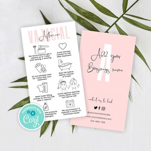 Vajacial Aftercare Template, Editable Intimate Facial Care Guide, Printable Bikini Vajacial Post Treatment Care Cards, Beauty Salon Note P01